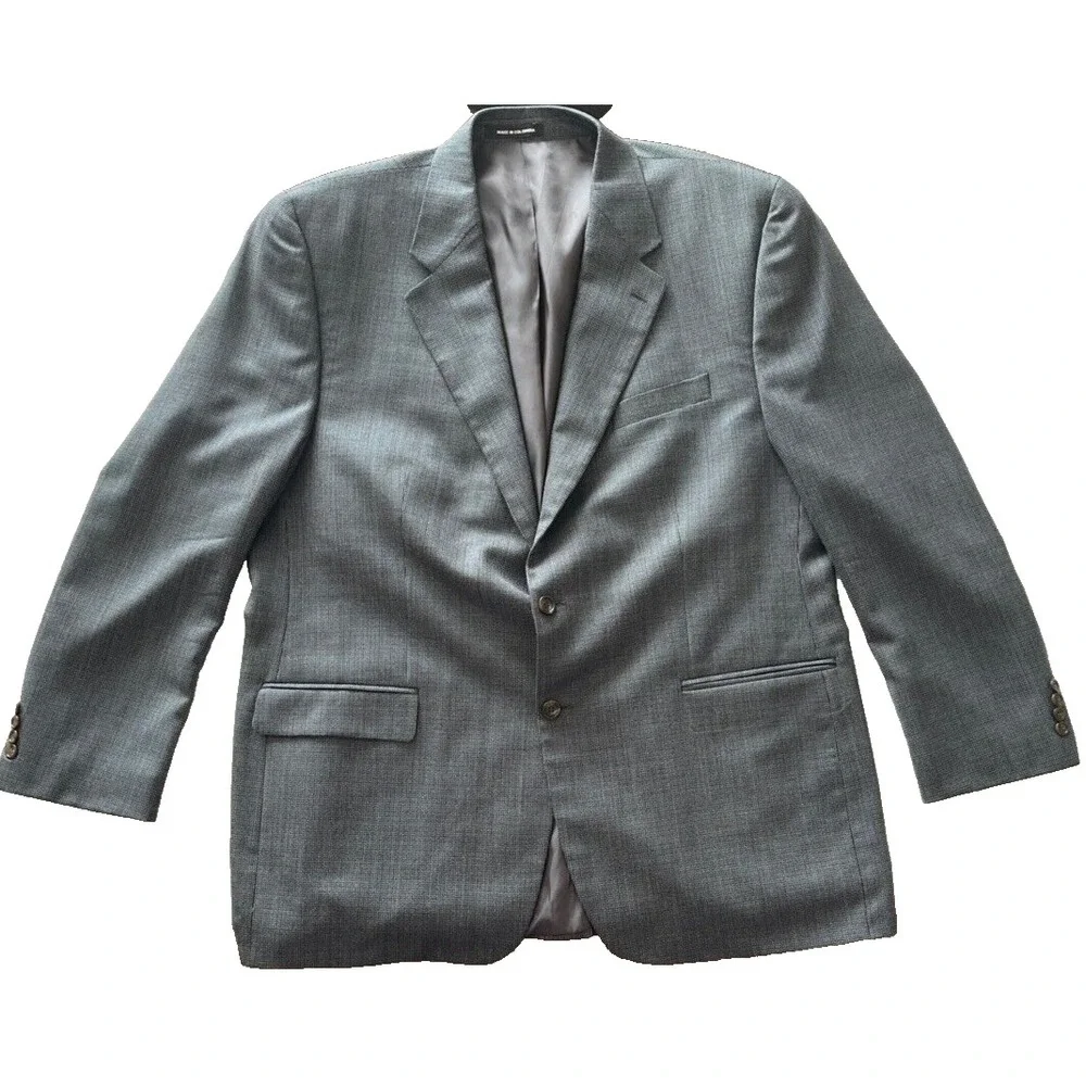 Lauren Ralph Lauren Men's Size 50L Suit Jacket Pure New Wool Gray Blue Knit